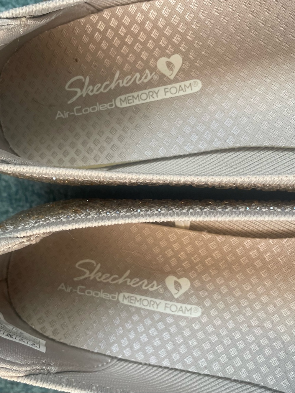 Skechers Women's Glittery Champagne Nude Slip-On Ballet Flats - Picture 3 of 3